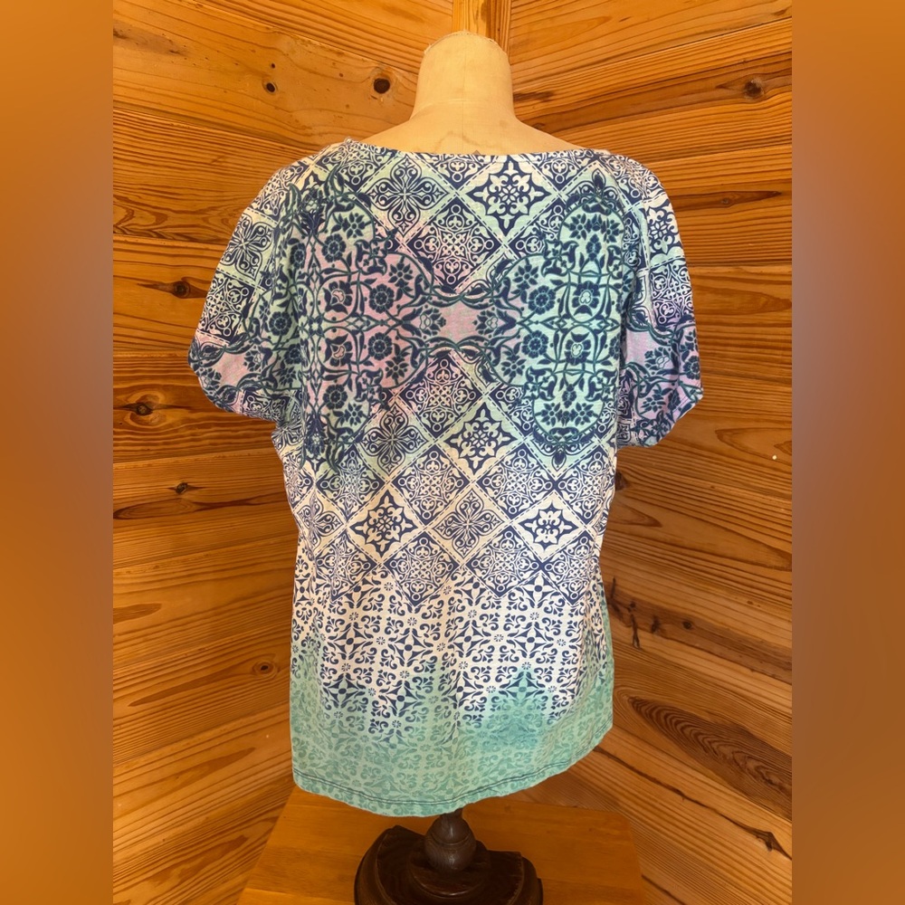 Chico's Multicolor Floral and Geometric Top - Picture 2 of 4